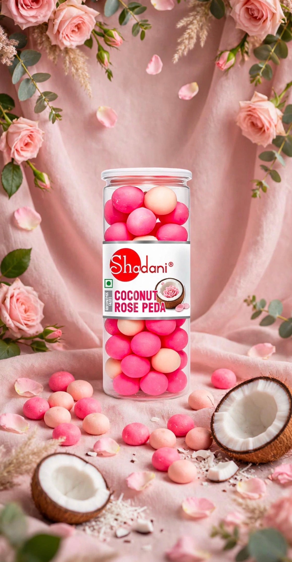 Coconut Rose Peda Indian Sweet